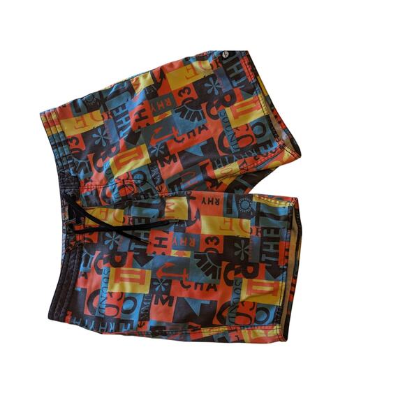 Rhythm Shorts Mens 34 Swim Trunks Board Colorful Print Surf Beachwear Drawstring - Picture 12 of 12